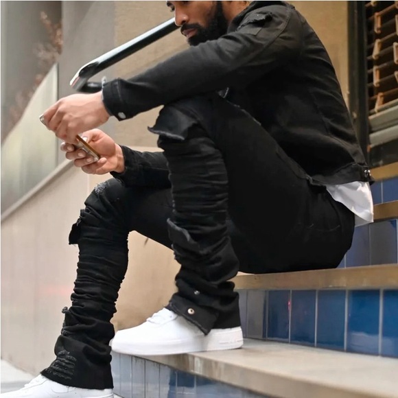 New Si Tu Veux black denim jacket, size L - Picture 3 of 11